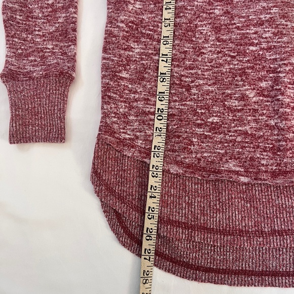 KNOX ROSE HEATHER RED SCOOP HEM LIGHTWEIGHT KNIT SWEATER - SIZE XS - Picture 5 of 5